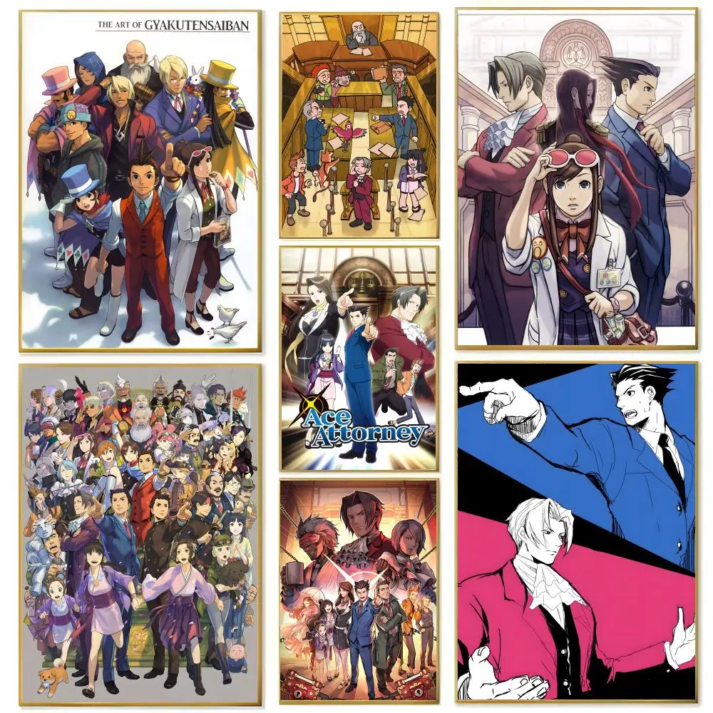 Poster auto-adhésif en papier imprimé du jeu A-Ace Attorney-r, pour la maison, le salon, la chambre à coucher, l'entrée, le bar, le café, l'art