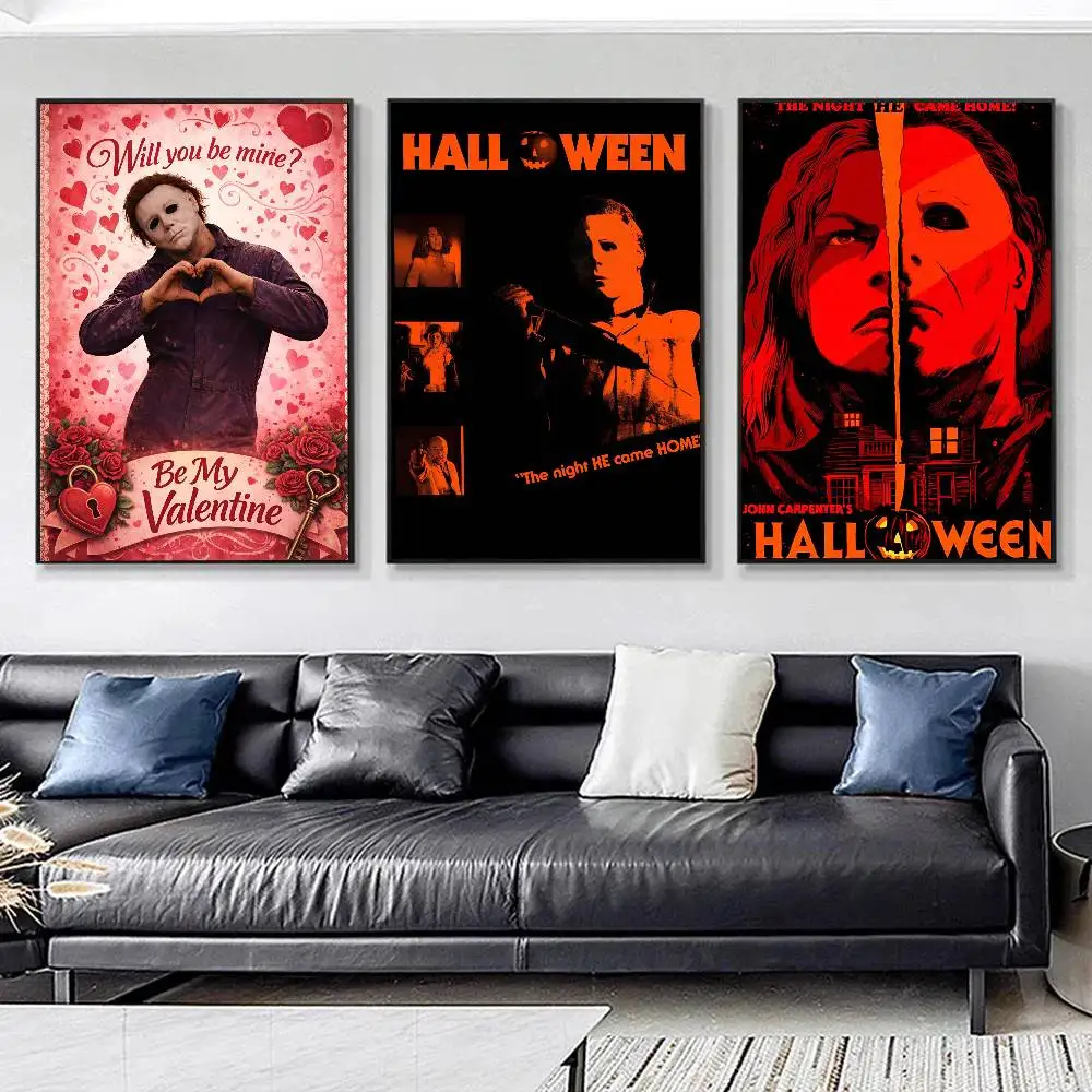 Spooky H-Halloween Horror Movie Michael Myers Posters HD Print Vintage Wall Art Decor for Home Study Room