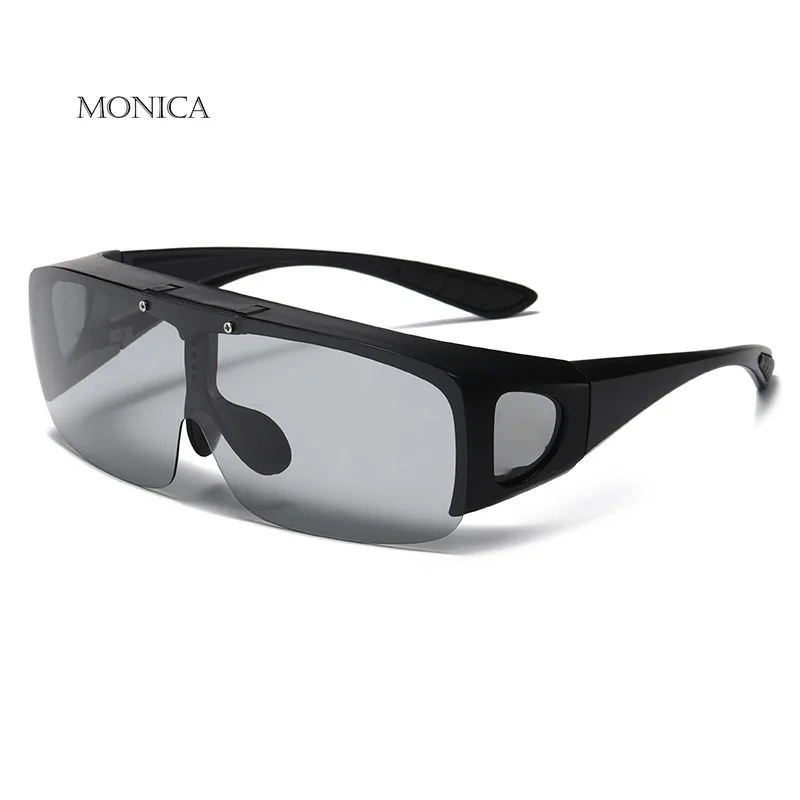 Square Photochromic Polarized Sunglasses Men Women Side Shield Flip Up Driving Sun Glasses Night Vision Goggles Eyewear glasses