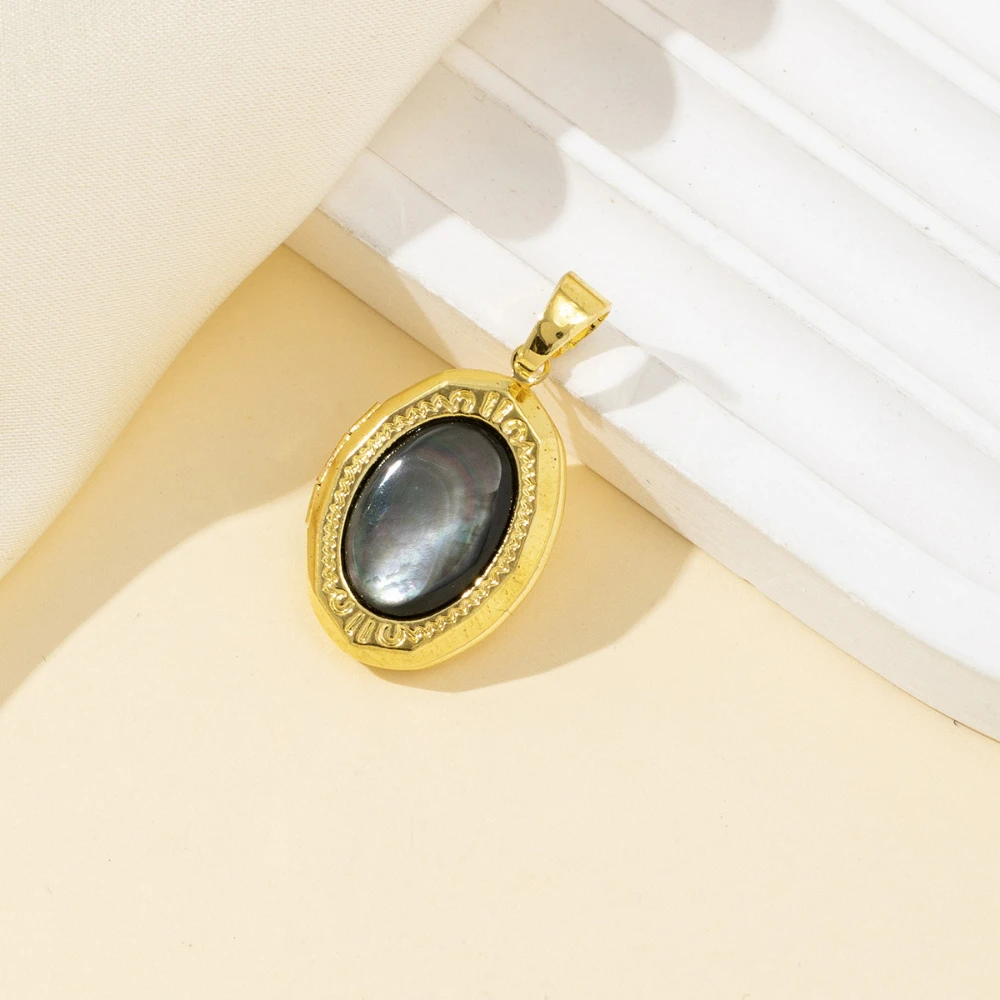 1 قطعة 16.5x30 مللي متر قذيفة الطبيعية البيضاوي الذهبي اللون ملفوفة قلادة جالبة للحظ لصنع عقد دي اي واي أقراط مجوهرات اكسسوارات