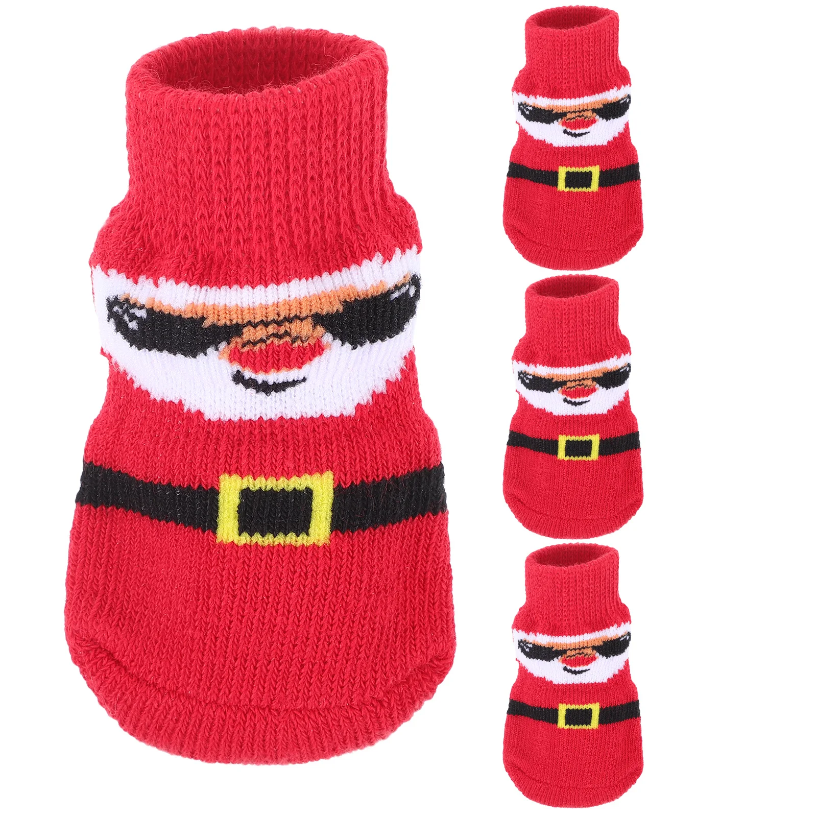 

4Pcs Dog Christmas Socks Santa Claus Pet Socks Antiskid Wear Resistant Breathable Warm Paw Protectors Soft Comfortable Pet