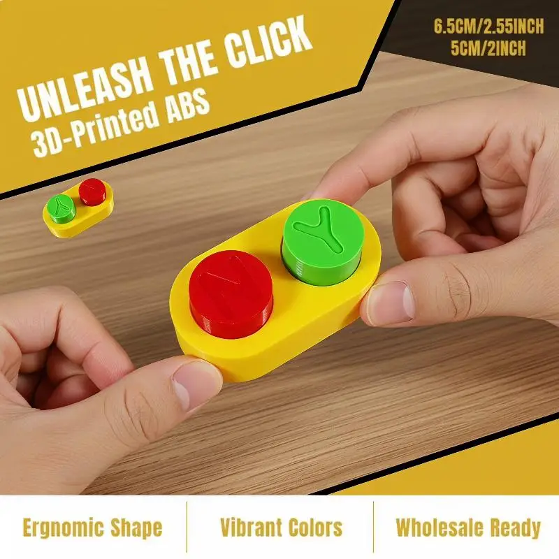 1 Pack 6.5cm 3D Printed Eco-Friendly PLA,Yes No Button Fidget Toy, Novelty Desk Gadget
