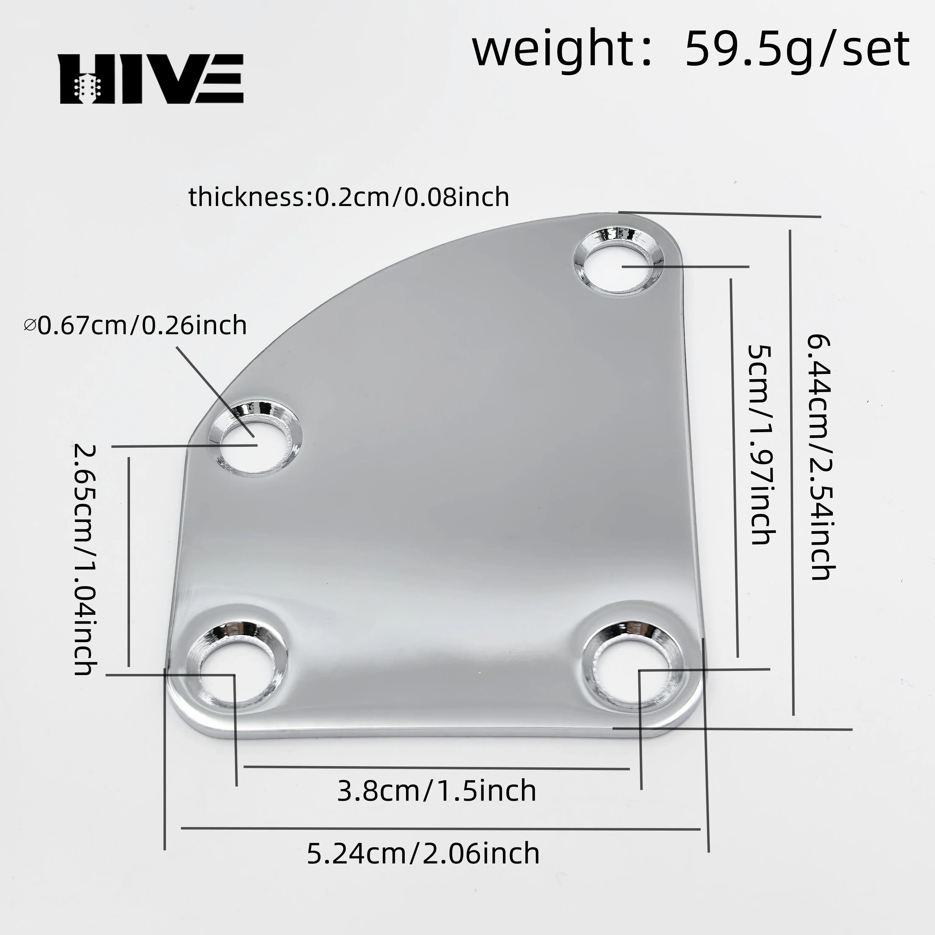 High Quality Guitar Neck Mounting Plate Arc-Shaped Nickel-Colored Electric Guitar Bass Neck Connection Plates with Screw Washer