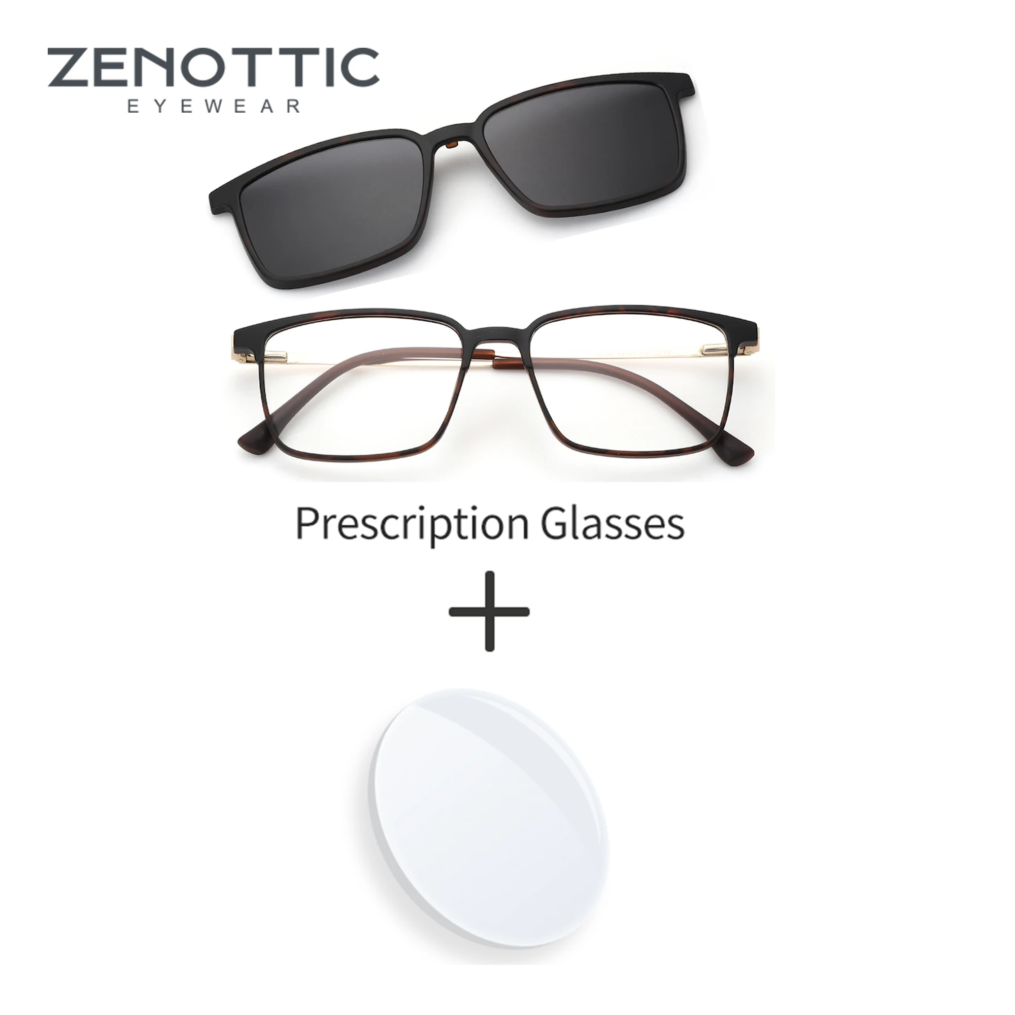 

ZENOTTIC L размер шестигранные очки с оптической рецептурой для мужчин поляризационные очки с магнитным зажимом UV400 корректирующие солнцезащитные очки
