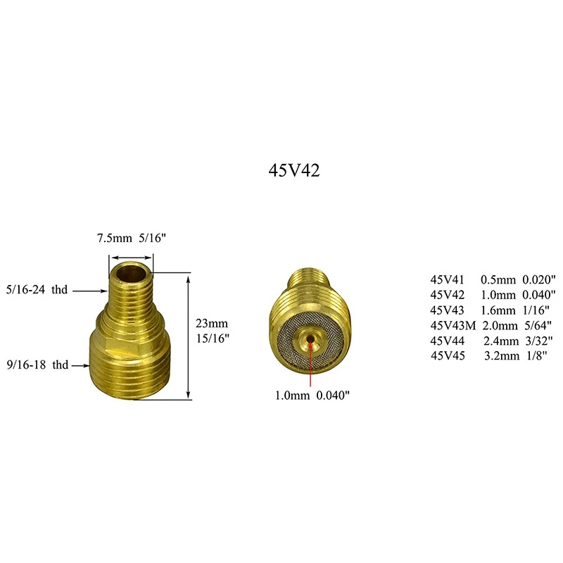 TIG Gás Lens Collet Corpo, Tocha de soldagem TIG, Cup 5, 598882, Kit de tamanhos sortidos para DB SR WP 9, 20, 25, 45V42, 13N21, 9pcs