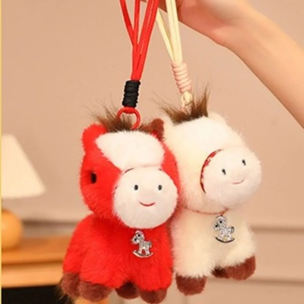 Ciondolo bambola cavallo peluche cartone animato morbido soffice bambola pony appesa 15 cm portachiavi cavallo peluche stile cinese arredamento festivo