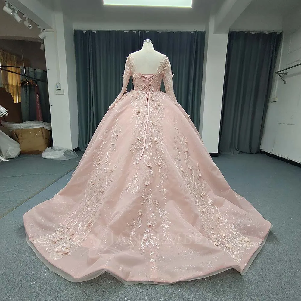 Romantic Purple Shiny O-Neck Ball Gown Quinceanera Dresses 2026 3D Flower Applique Customized Sweet 16 Dress vestido quinceañera