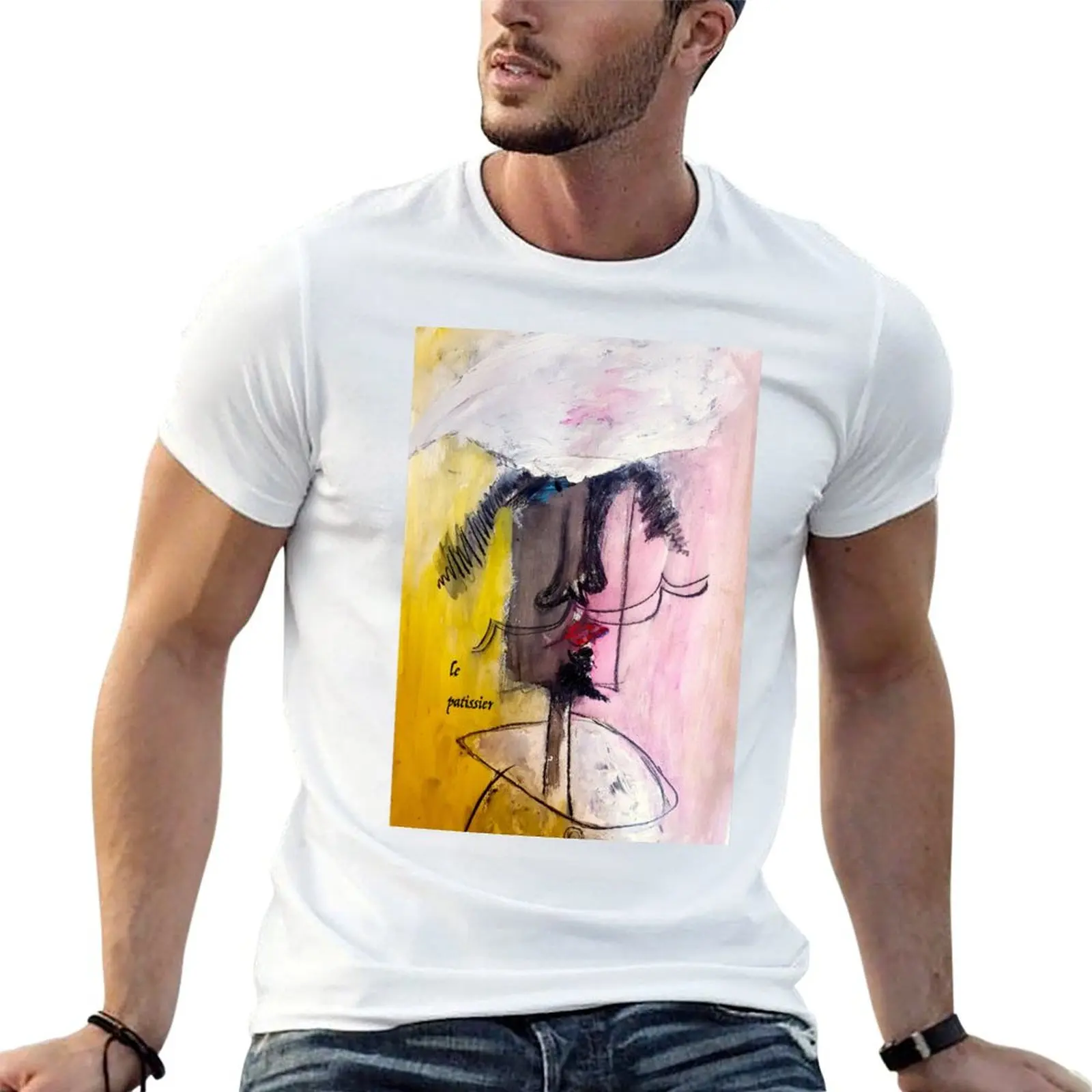 P?tissier-Französisches Herren-T-Shirt, grafisches Herren-T-Shirt, Gebäck-T-Shirt, Gemälde-Shirts, lässig, Le Baker Chef