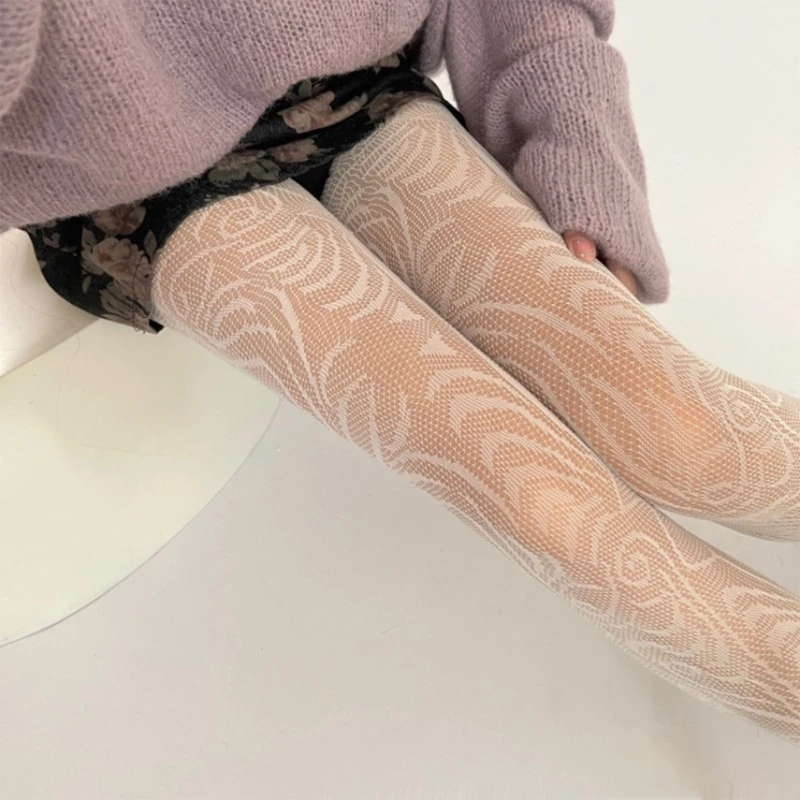 Mulher estética ver através malha fishnet meia-calça oco exótico modelado collants bottoming leggings meias meias