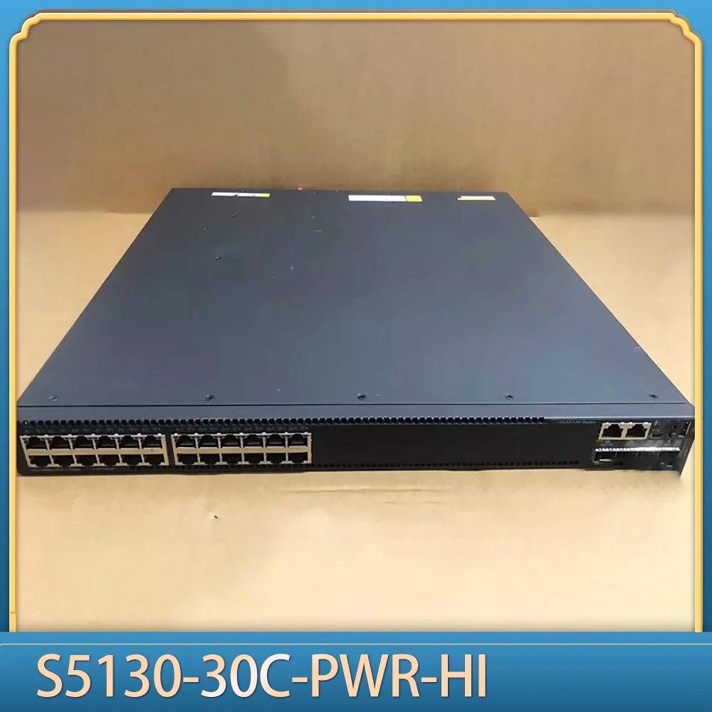 

24-портовый гигабитный PoE-коммутатор + 4 10-гигабитных оптических порта S5130-30C-PWR-HI