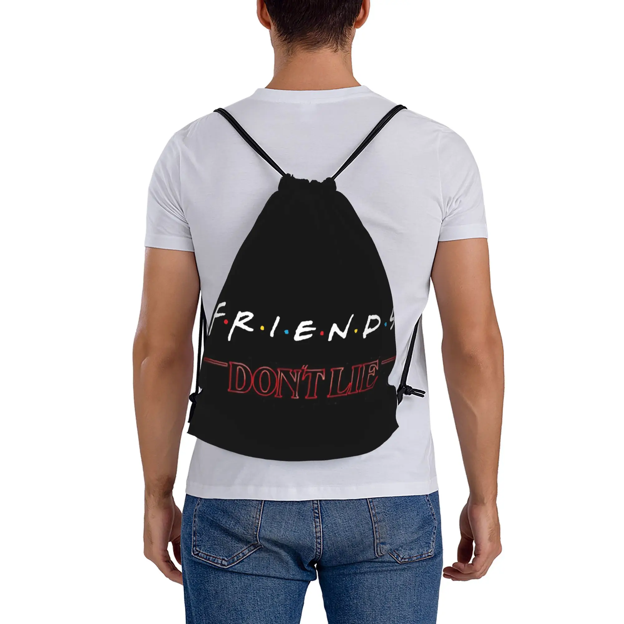 Friends don't lie 10 ST Multi-function Pocket Men Women Storage Backpack Teenager Travel Bag Print Drawstring Bags