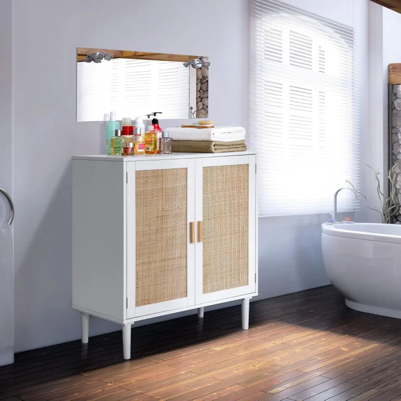 Sideboard Buffet Storage Liquor Cabinet with Rattan Decorated, Kitchen, Dining Room, Hallway, Cupboard Console Table, Acc