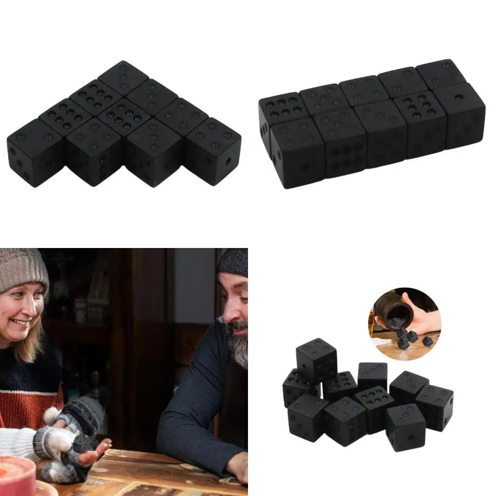 

652F 10Pcs/set 6 Sided Acrylic Dices Educational Rounded Corner Dices Dices Set, 16mm Solid Game Dices Set with Large Dots