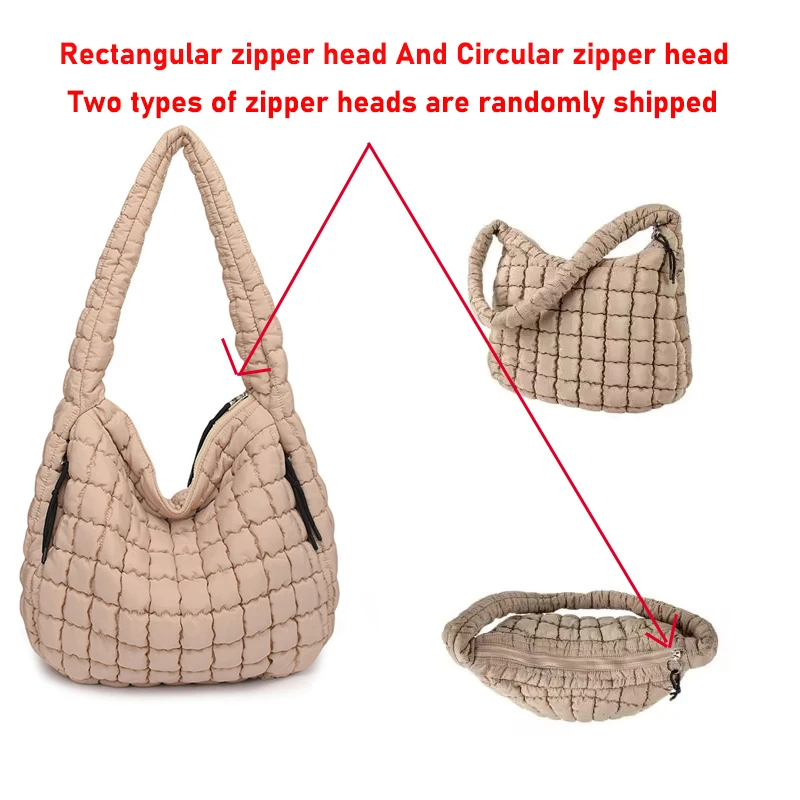 Hobos fruncidos informales para mujer, bolsos de hombro acolchados, bolso cruzado acolchado de gran capacidad, bolso de mano acolchado de nailon, monederos de compras grandes