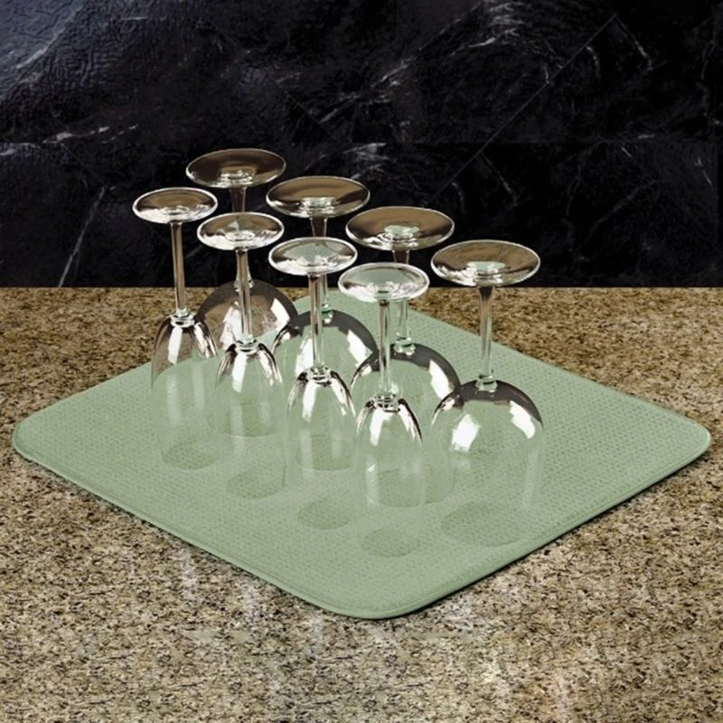 F19B Microfiber Dish Drying Mats for Dishes Large Absorbent Sink Drain Mat Reversible-Dish Dryer Pad for Kitchen Counter Tool