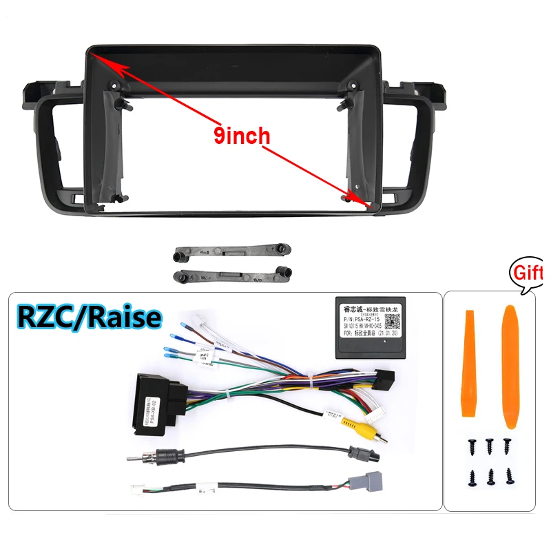Marco de Fascia de Radio para coche 2012-2016 508 (9 pulgadas) para Panel Peugeot, Kit de tablero, instalación de consola Facia, bisel de Audio, adaptador GPS