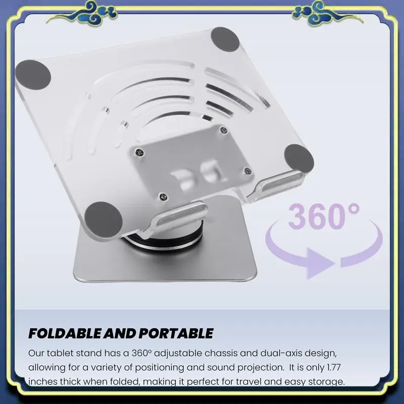 

Portable 360° Rotating Tablet Stand Adjustable Portable Acrylic Desktop Stand For Tablets Up To 12.9 Inches A