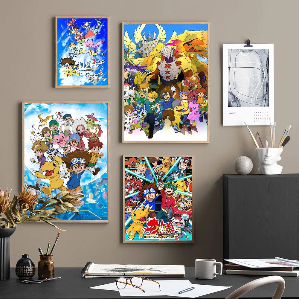 Anime Digimon Good Quality Prints And Posters Waterproof Paper Sticker Coffee House Bar Posters Wall Stickers