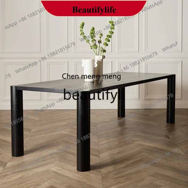 D178 Wabi Solid Wood Dining Table Home Table Modern Minimalist Designer Black Conference Desk