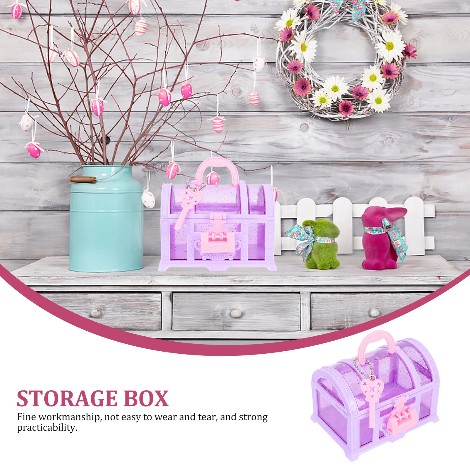 2 pçs meninas caixa de tesouro organizador de jóias menina recipiente de armazenamento de maquiagem caixa de jóias para decoração do quarto das crianças