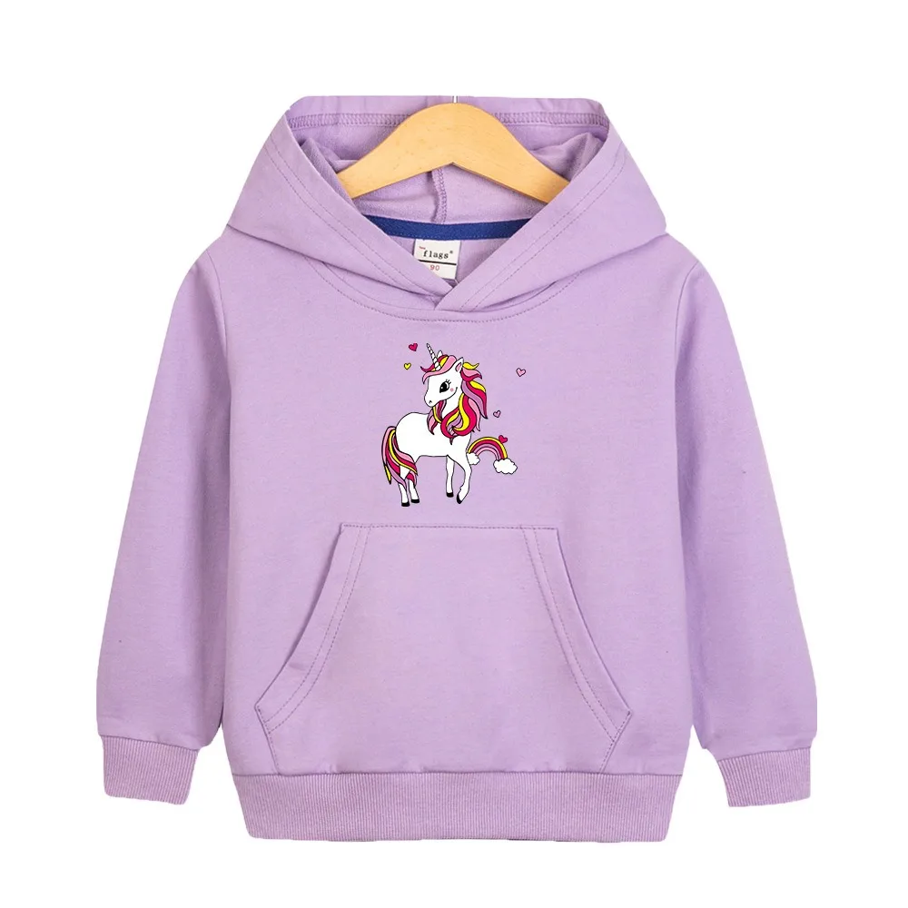 2024 New Quality Cotton Unicorn Tee Shirt Hooded Girls Clothing for Children T-shirt Pink Long Sleeve Kids Tops Bluey Clothes