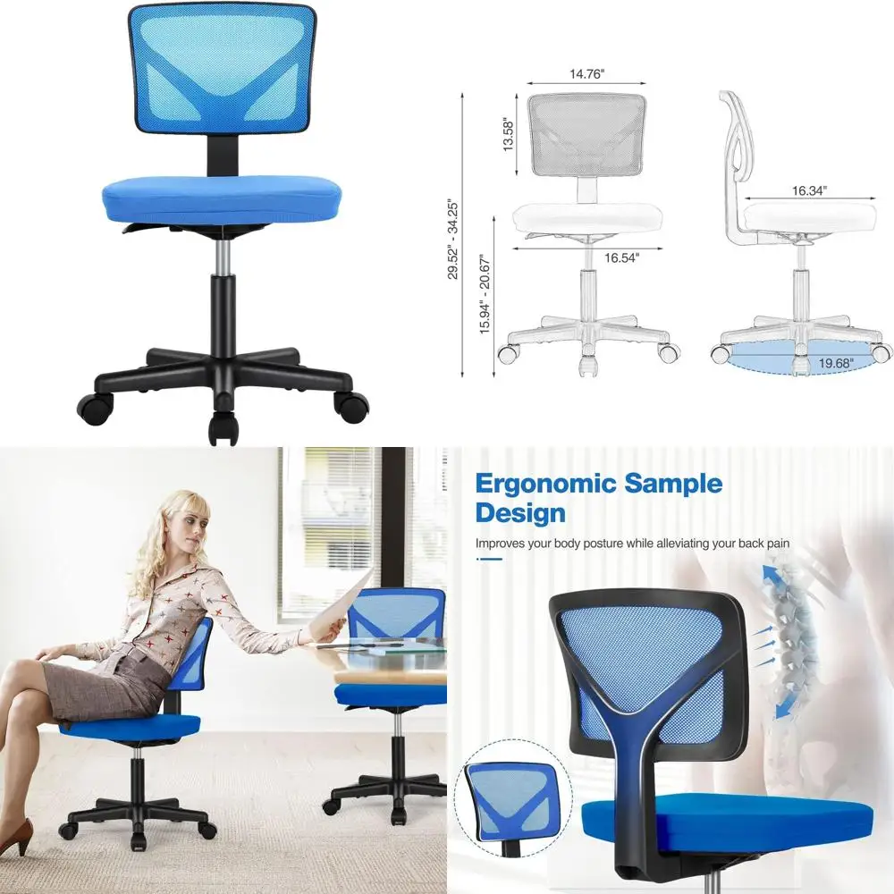 

Эргономичное офисное кресло с низкой спинкой, сетчатой обивкой, колесиками, удобным сиденьем и поясничной поддержкой для офиса, дома, учебы и взрослых.