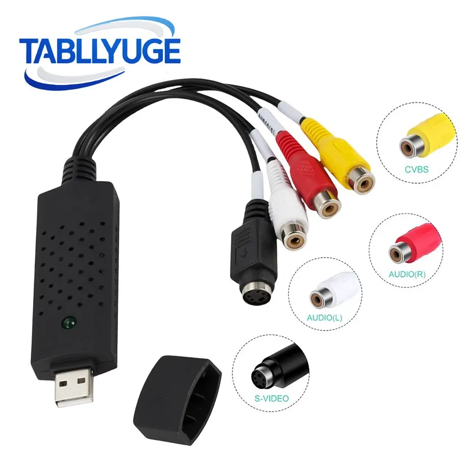 USB2.0 RCA Composite S-video Audio Video Adapter﻿ Convert Analog Video To Digital Format Audio Video DVD VHS Record Capture Card