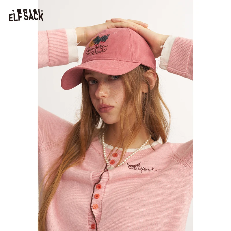 ELFSACK Women Baseball Cap with Embroidery Letter Graphic Vintage Casual Adjustable Sun Hat for Daily Wear