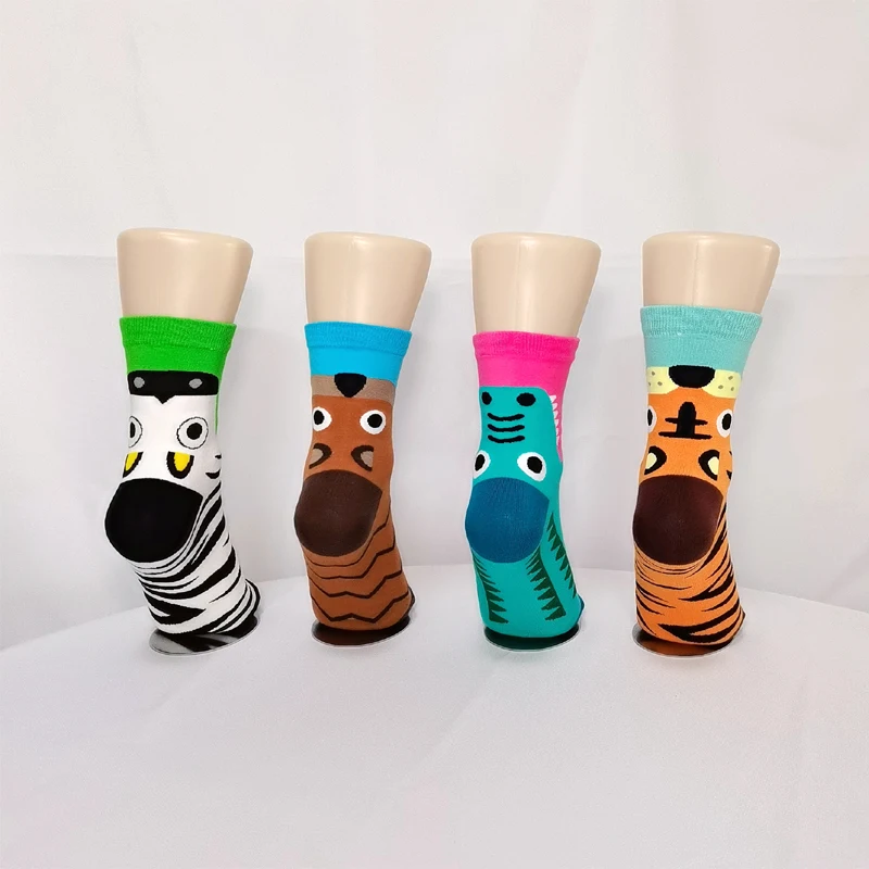 Korean Fashion Cartoon Women's Socks Cute Crocodile Tiger Zebra Cow Creative Harajuku Funny Skateboard Socks