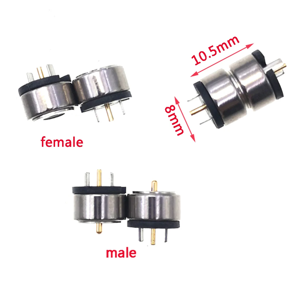 10sets Circualr Shape Magnetic Pogo Pin Connector 2  Pin Male Female Probe 5V 12V 2A DC Power Charging Socket Connectors