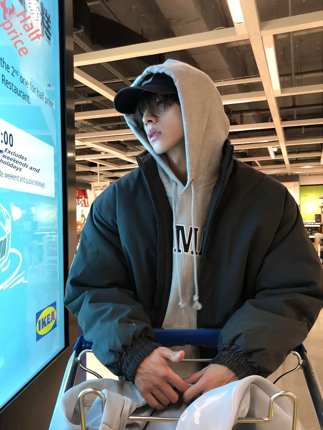 

Cleanfit Men's Winter Jaet Bla down Cotton Puffer Bread Sle Stand Collar Hip Hop Cool Casual Warm Thiened Polyester