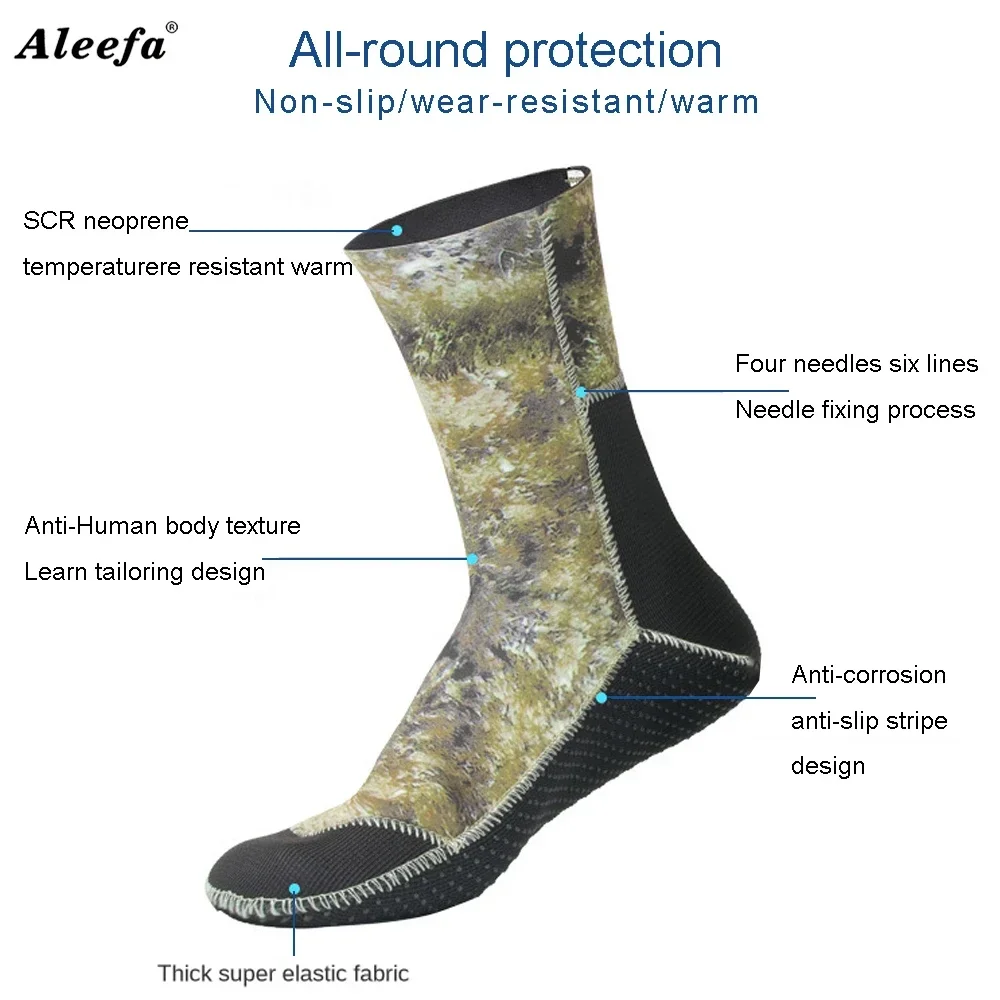 Diving Socks 3mm Neoprene Diving Socks Camouflage Beach Socks Swimming Socks Keep Warm for Scuba Diving