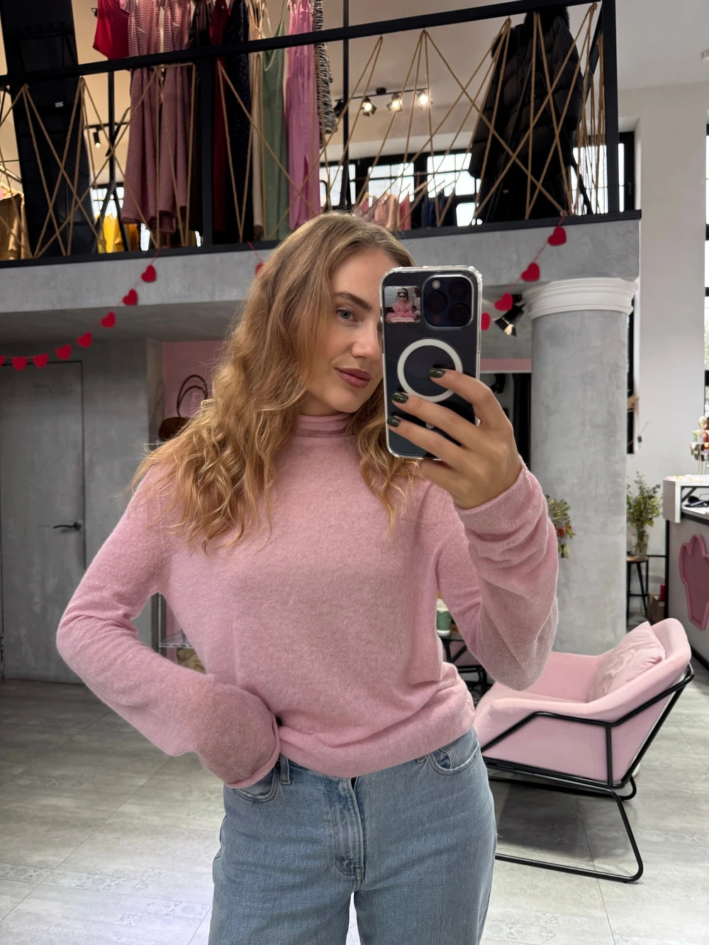 Pink-Turtle Neck