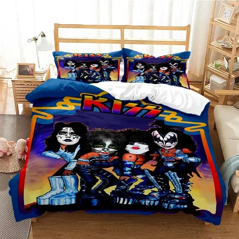 3D Printed Kiss Rock Band Bedding Set Pillowcase Duvet Cover Double Twin Full Queen King Adult Kids Bedclothes Quilt Cover