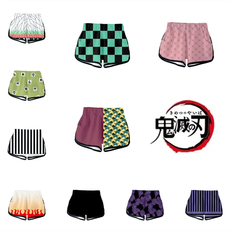 Anime Demon Slayer 3D Digital Print Breathable Casual Pants Cosplay Men's Summer Fashion Shorts Cartoon Sandy Beach Party