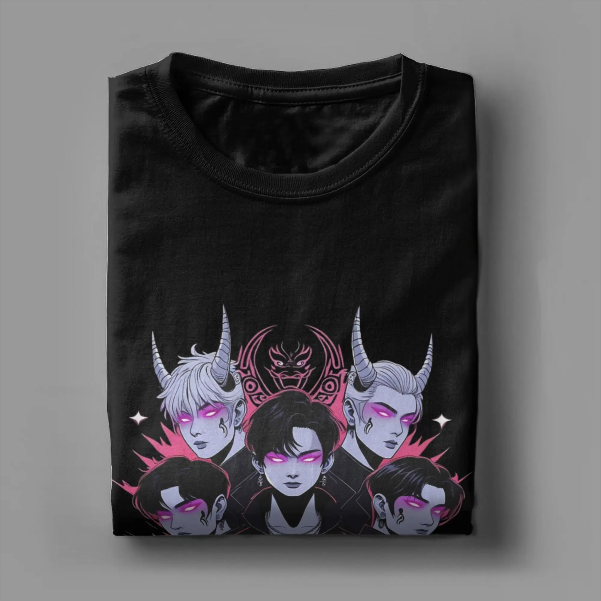 

Saja Anime KPop Demon Hunters T Shirts for Men Pure Cotton Awesome T-Shirt Crew Neck Tee Shirt Short Sleeve Clothing Plus Size