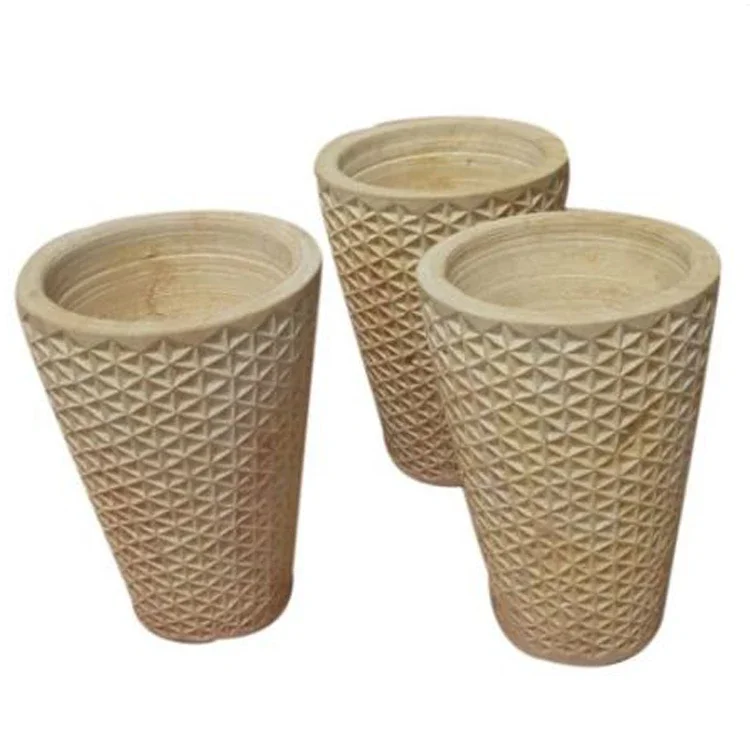 Large outdoor beige sandstone plant flower vase classical sandstone flower pot