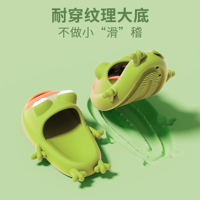 Super soft and high-end luxury sandals for women summer cartoon frog, outdoor wear indoor home couple funny slippers