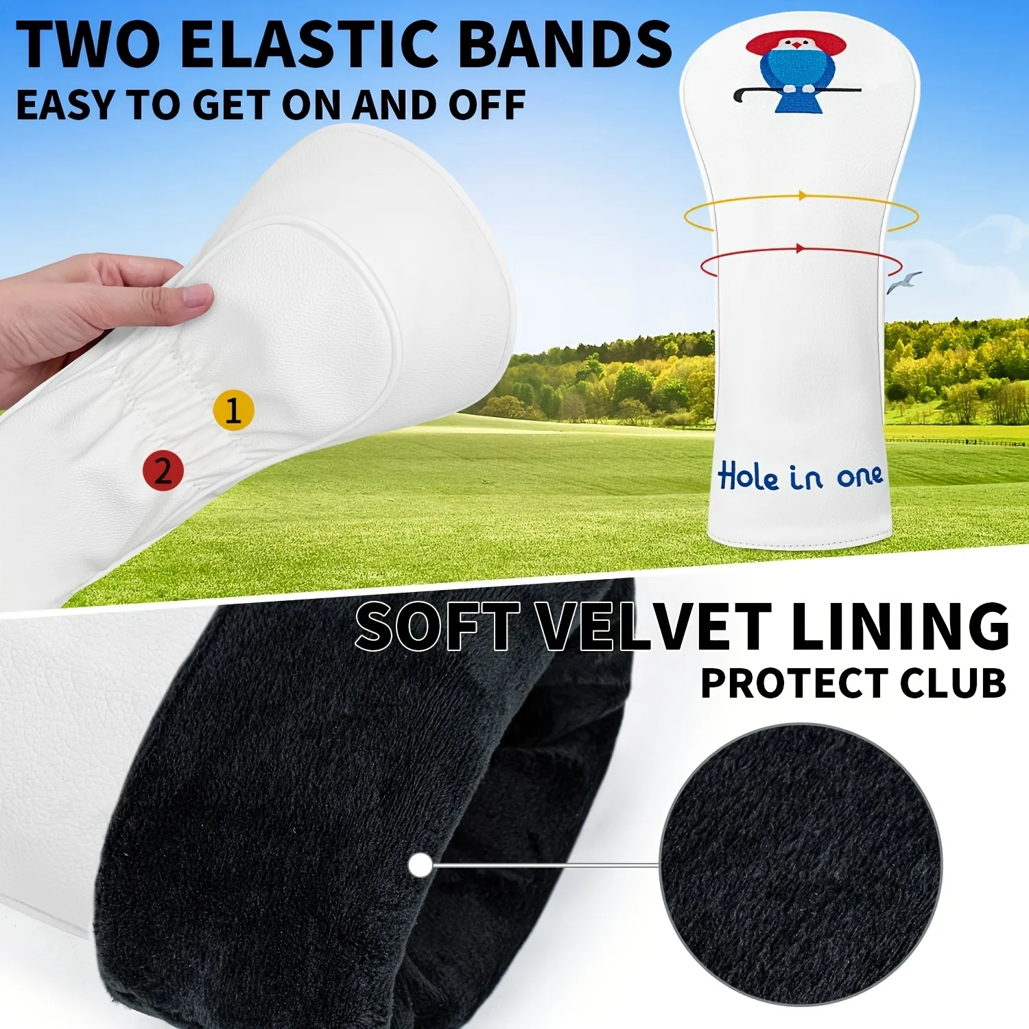 Fun Little Grid Design Style Golf Club Covers for 1pc/4pcs Driver, Funny - Suitable for Male And Female Outdoor Enthusiasts, image 3