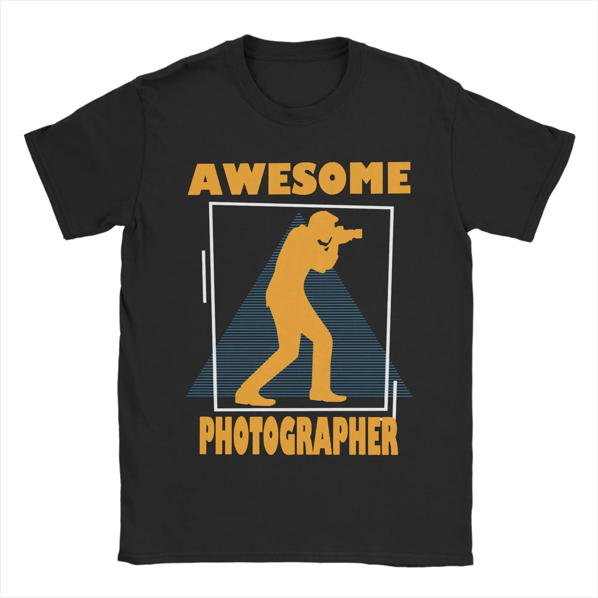 Vintage Retro Photographer T-Shirt Men Round Neck Short Sleeve Tops Graphic Cameraman / Artist Cotton Summer Tops Shirts