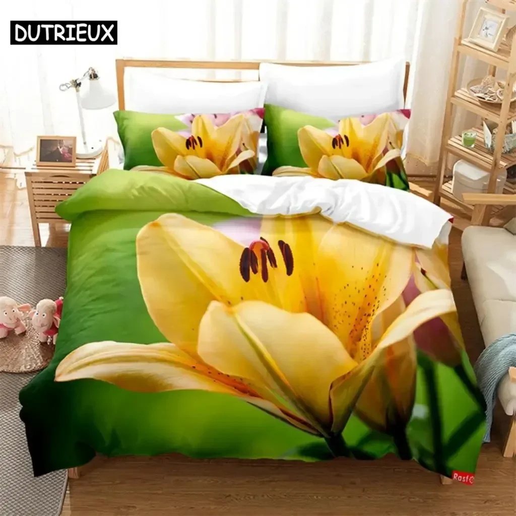 

Yellow Flowers Queen Bedding Set Duvet Cover Set Bedding Digital Printing Bed Linen King Size Bedding Set