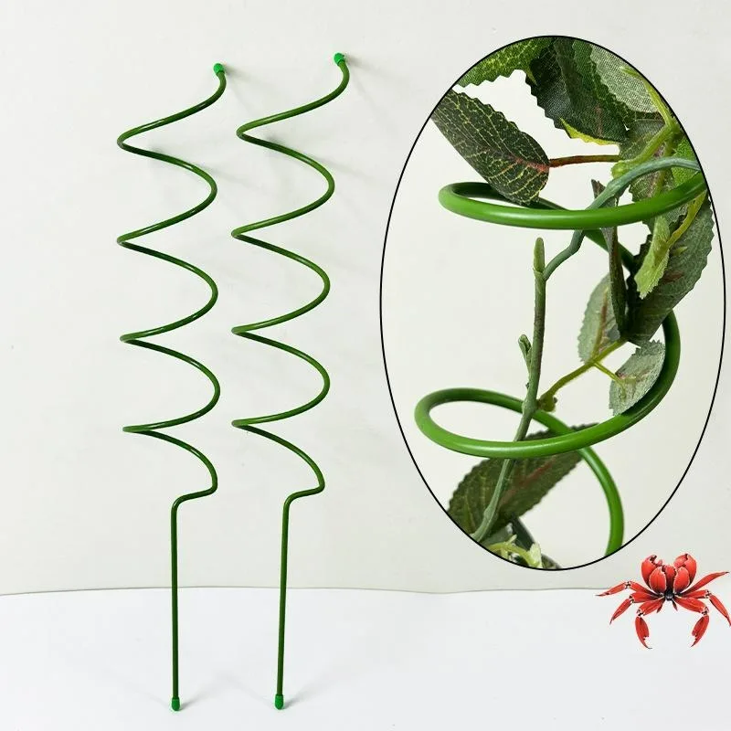 Spiral Climbing Frame Bonsai Fixing Rod Green Spiral Climbing Frame Iron Wire Pile Climbing Vine Stakes Potted Plant Supports