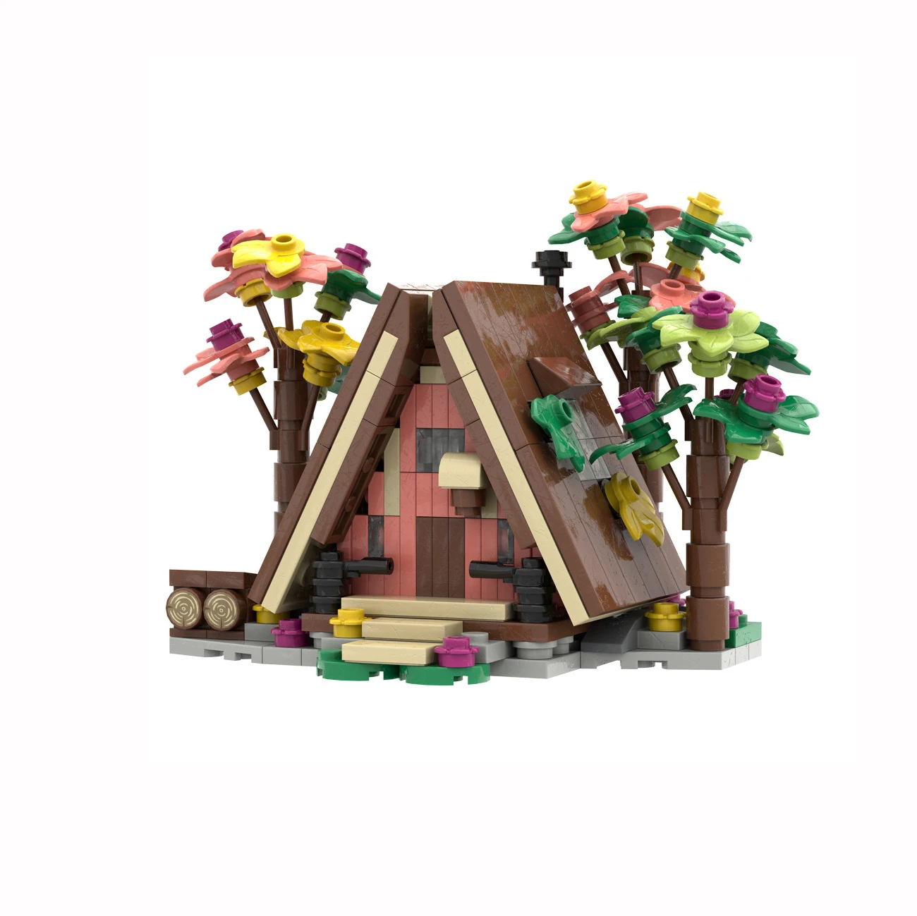 MOC Building Blocks A-shaped Forest Wooden Houses, Tree Houses, Villas Tree View Street View For Bricks DIY Toys Kids Gifts