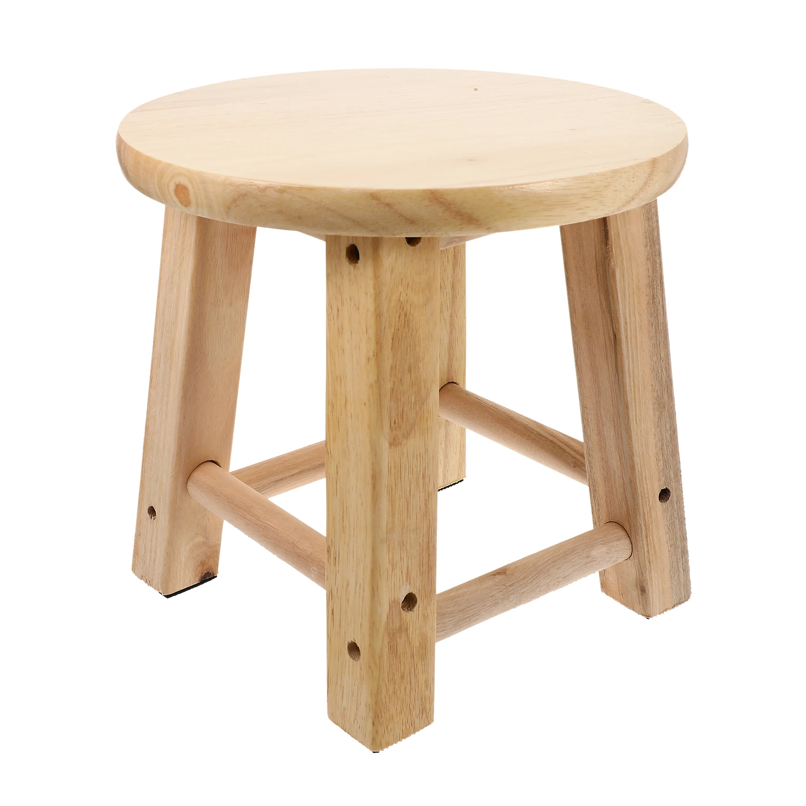 Runder kleiner niedriger Anti-Rutsch-Fußhocker aus massivem Holz, leichter Toilettenhocker für zu Hause, stabile Beine, verstärktes Design, Badezimmerschuh