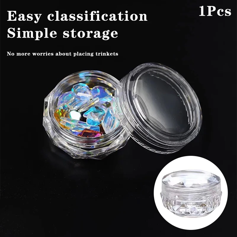 

1Pcs Plastic Storage Box Small Round Container Nail Decoration Packaging Boxes Jar Refillable Cosmetic Packaging