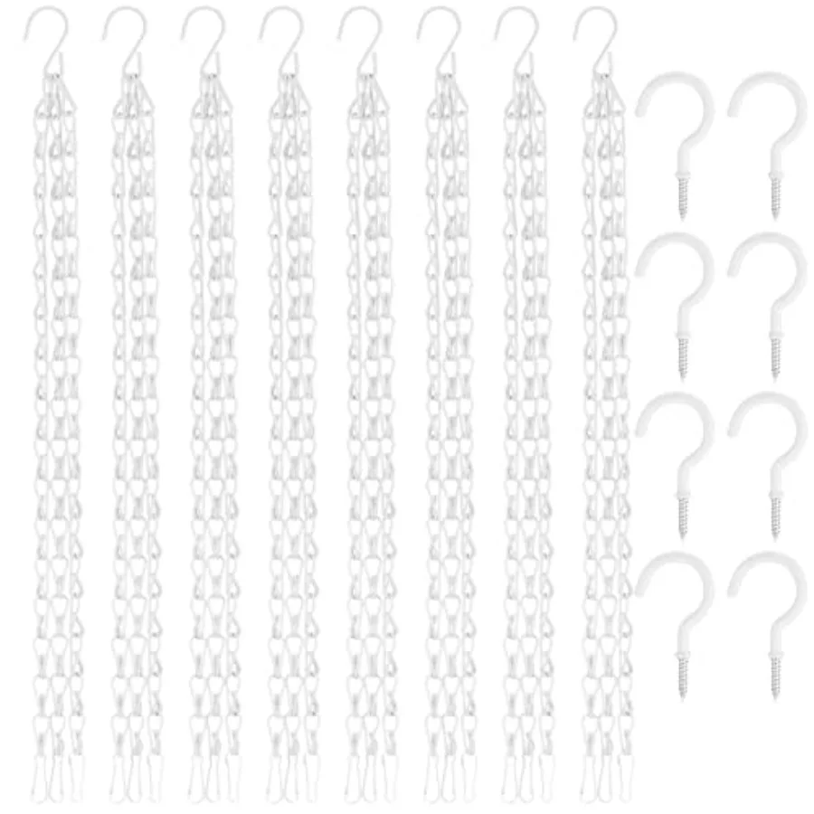 

Ripeng 8 Pack 16.38 Inch Plant Hanging Chains with Hooks Metal White Hanging Basket Chain for Bird Feeders Planters Lanterns 3