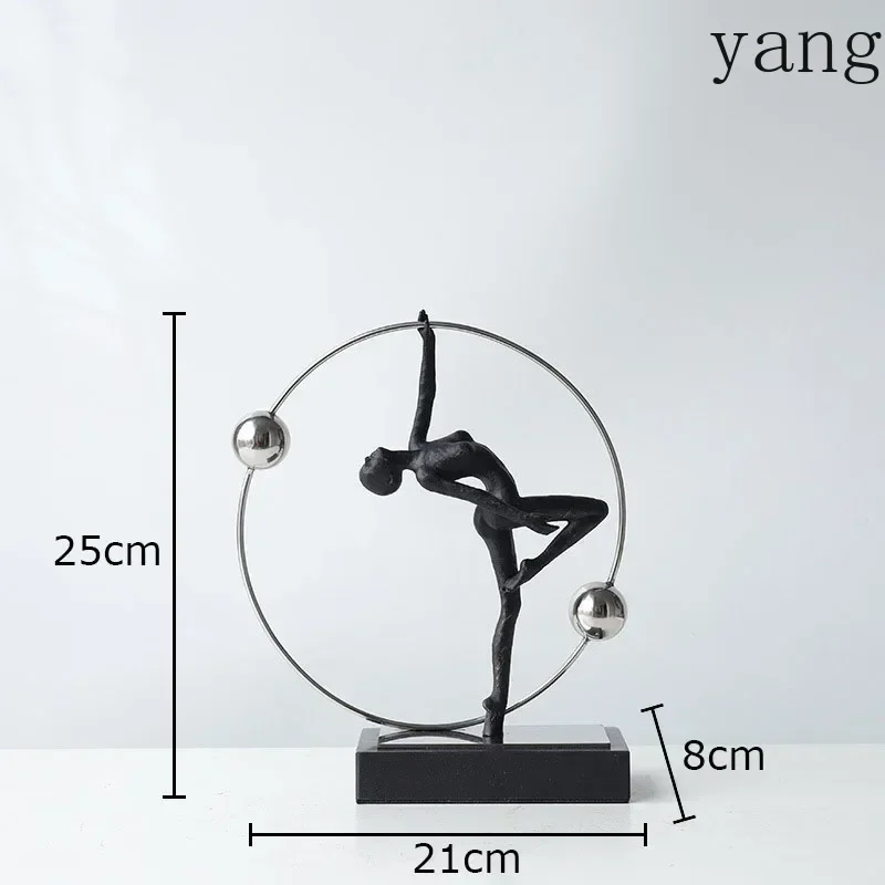 CX Cast Iron Gymnastics Figure Statue Abstract Craft Desk Decoration Minimalism