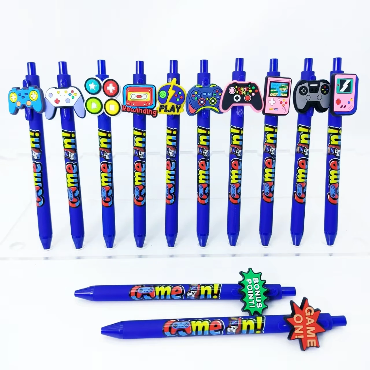 

10/20pcs Game Equipment Styling Printing Patch Pen Creative Handle Design Pattern Ballpoint Pen Daily Office Press Pen
