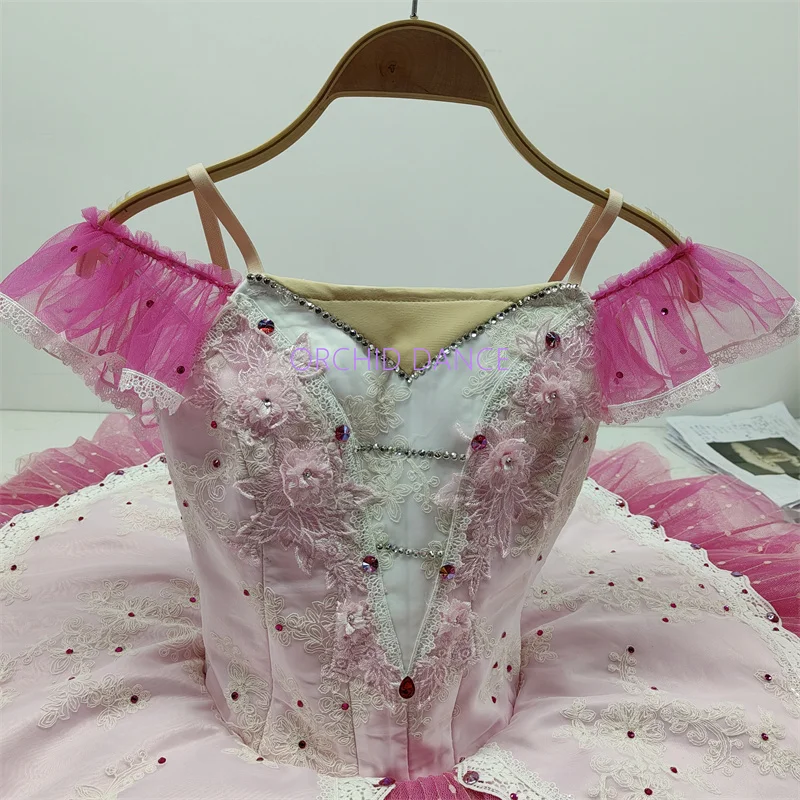 High Quality 12 Layers Custom Size Fairy Doll Performance Wear Costumes Professional Kids Girls Child Hot Pink Ballet Tutu