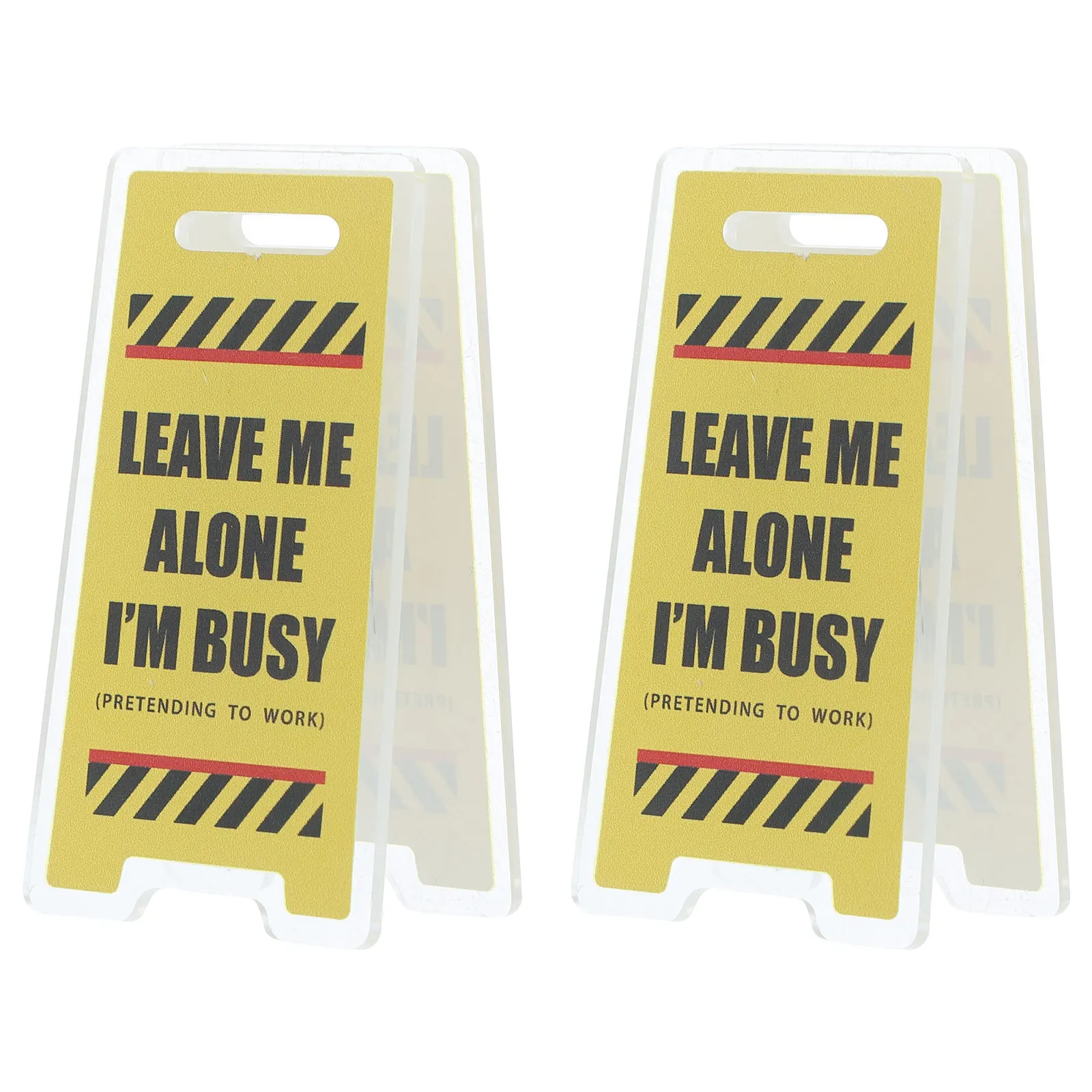 2Pcs Lightweight Portable Acrylic Memo Clip Stand Cute Warning Board Design for Notes Memos Reminders Photos Name Cards Tabletop